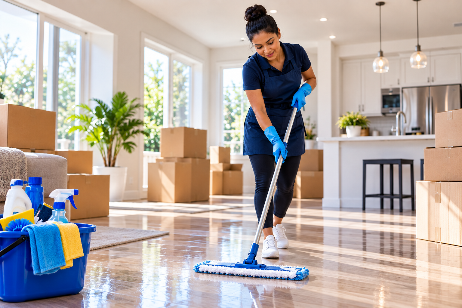 professional cleaner doing a move in cleaning
